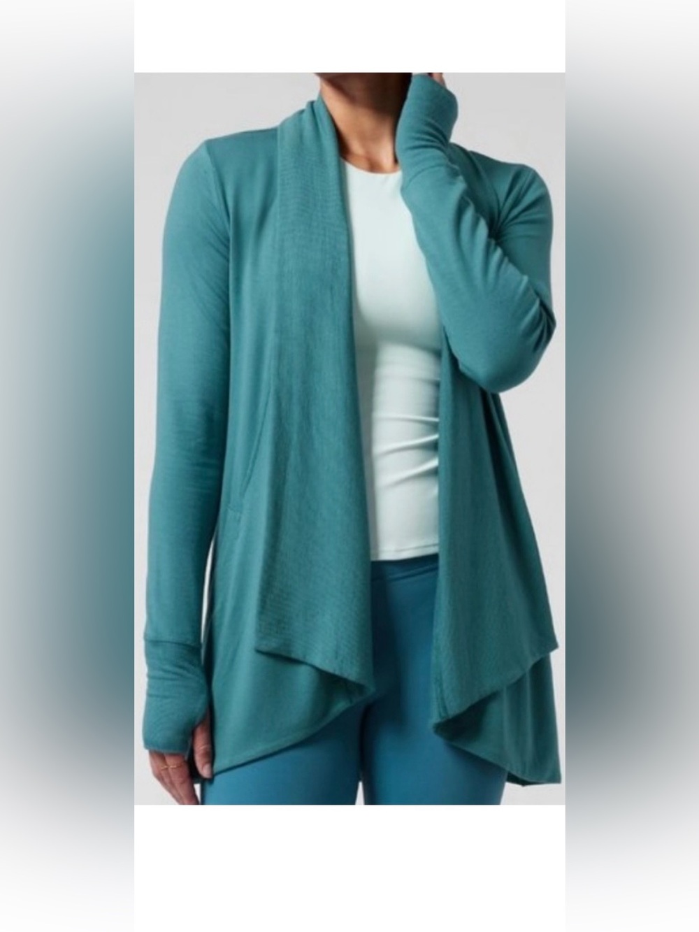 Athleta Pranayama Teal Open Drape Cardigan size medium
